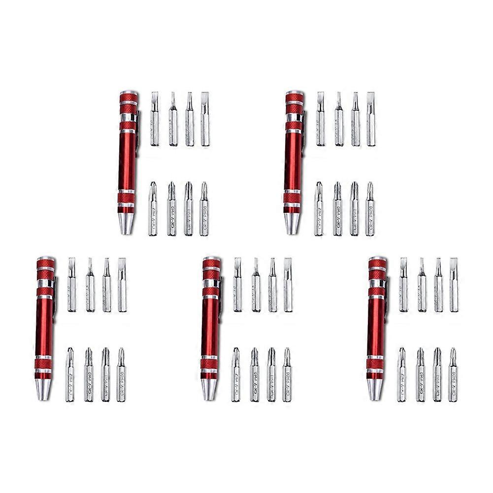 5pcs pen screwdriver set pen type Hand screw screwdriver red
