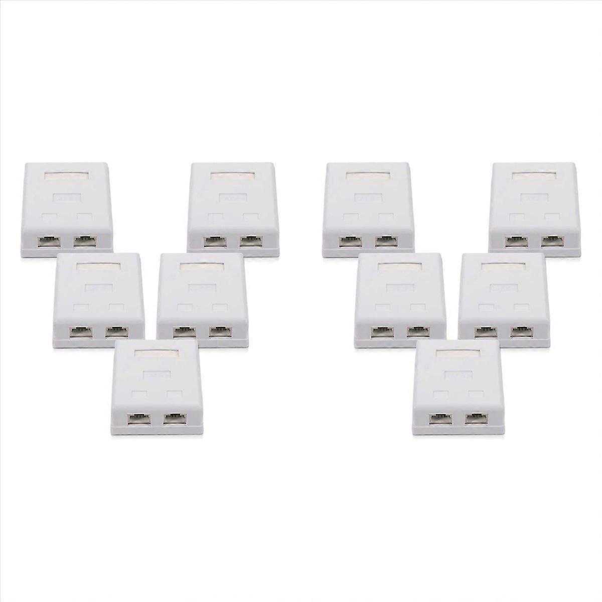 10X RJ45 Network Socket - Shielded Mounted Double Wall Socket with CAT6A Ethernet LAN Cable Port