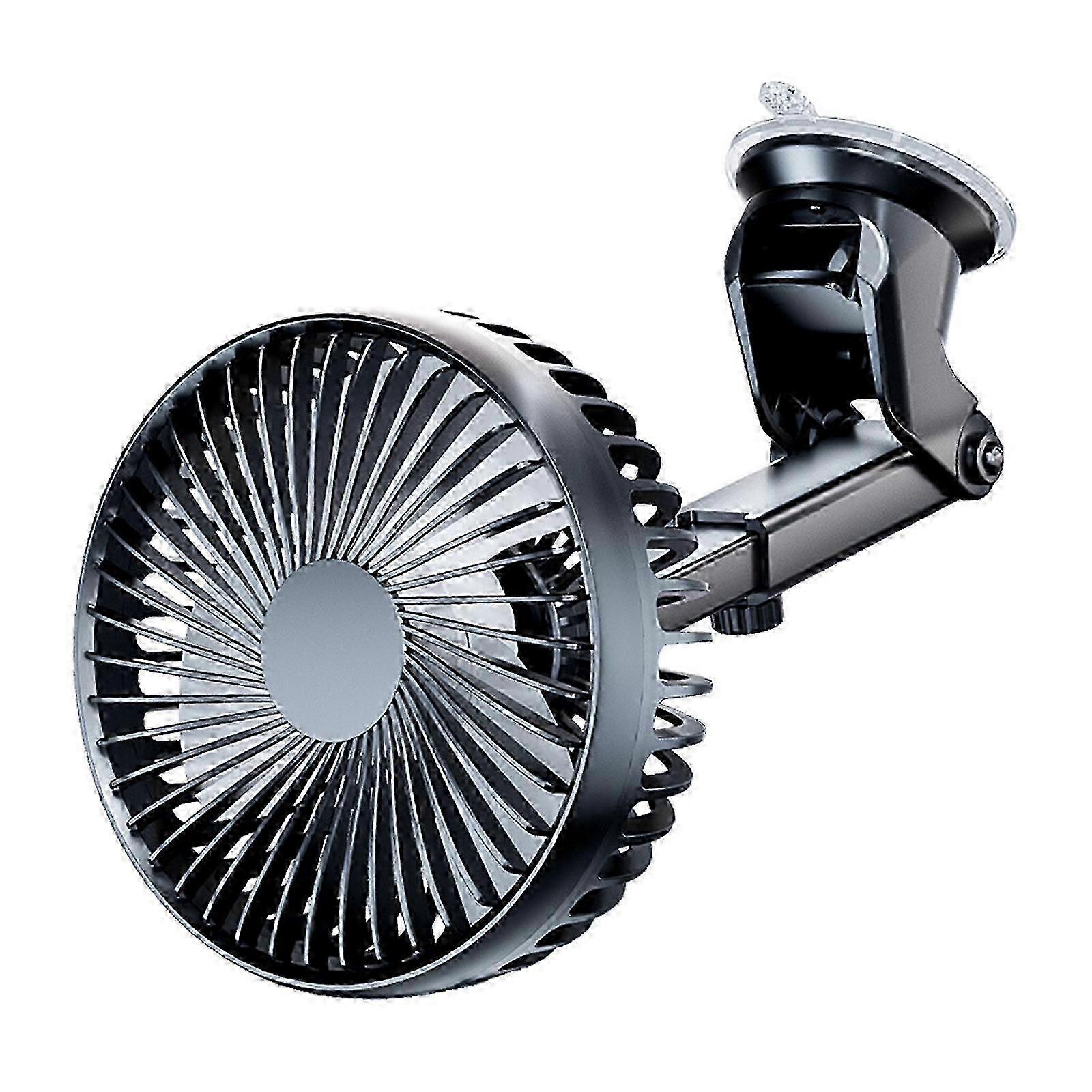 3 Speed Adjustment Car Suction Cup Fan Cooling Fan Dashboard Windscreen Mount Air Circulator Fan 360 Degree Rotating Fan