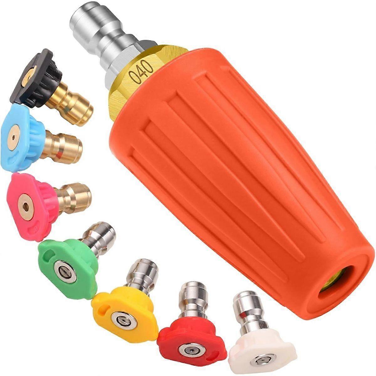 4000 PSI Orange Turbo Nozzle Pressure Washer Tips 1/4" Quick Connect with 7 Power Washer Nozzle Tip