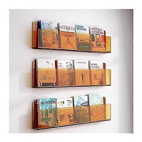 Rack, Acrylic Hanging Brochure Holder 60 cm / 23.6 in 3Piece Set For Playroom And Nursery Literature Storage Bookshelf