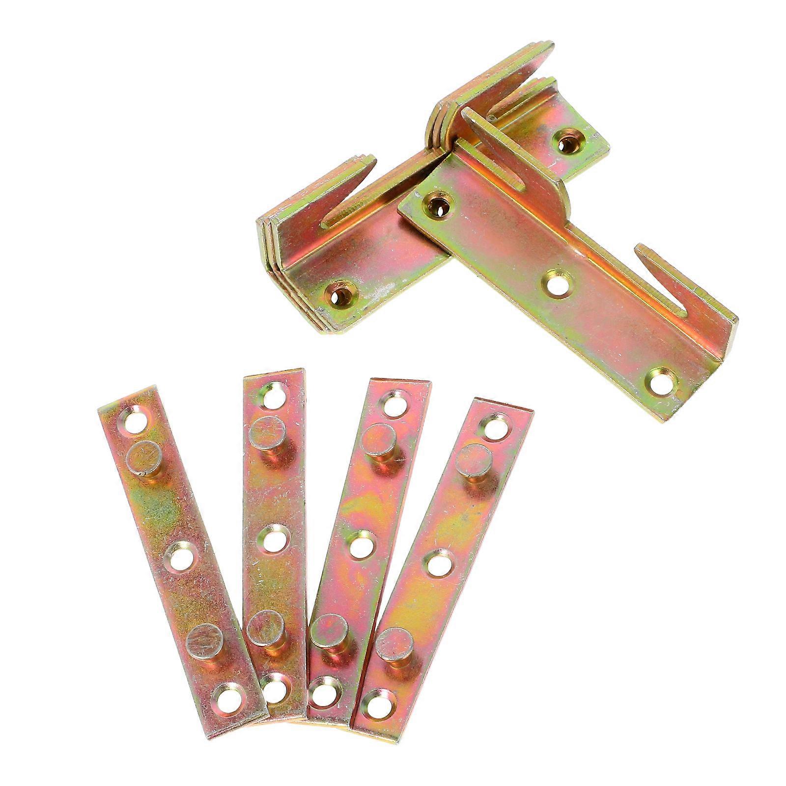 Golden Iron Bed Rail Connector for 4Sets Invisible Folding Hinge