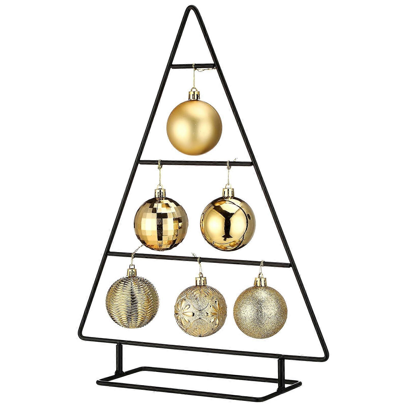 16 Inch Christmas Ornament Display Stand with Hooks, Metal Tabletop Tree for Holiday Decorations