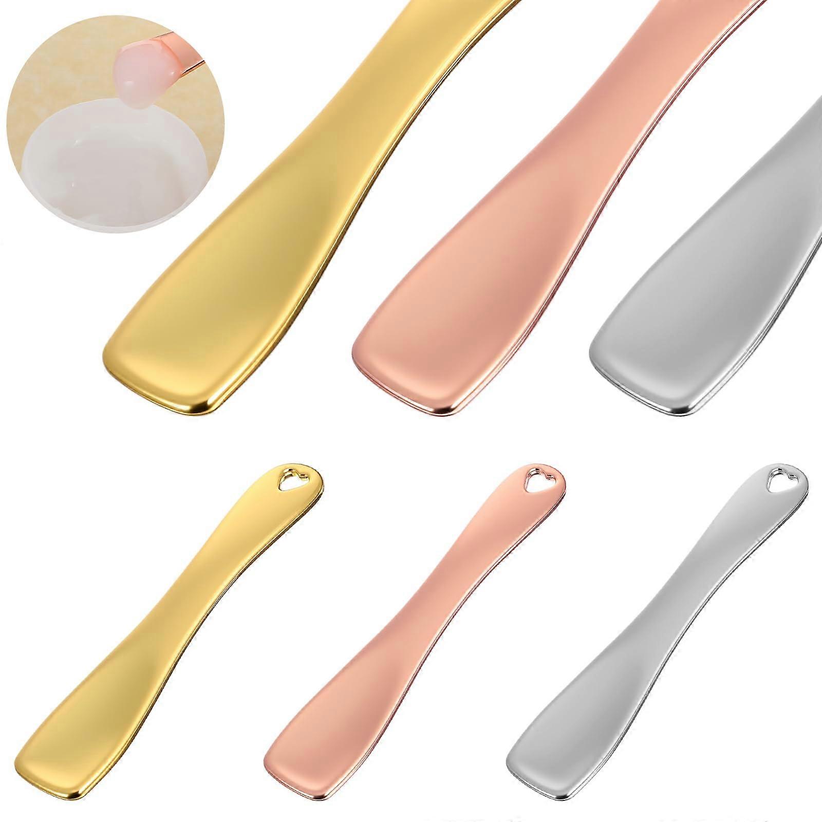3Pcs Metal Cosmetic Spatula with Heart Shape Hole, Reusable Skincare Spatula for Creams and Masks