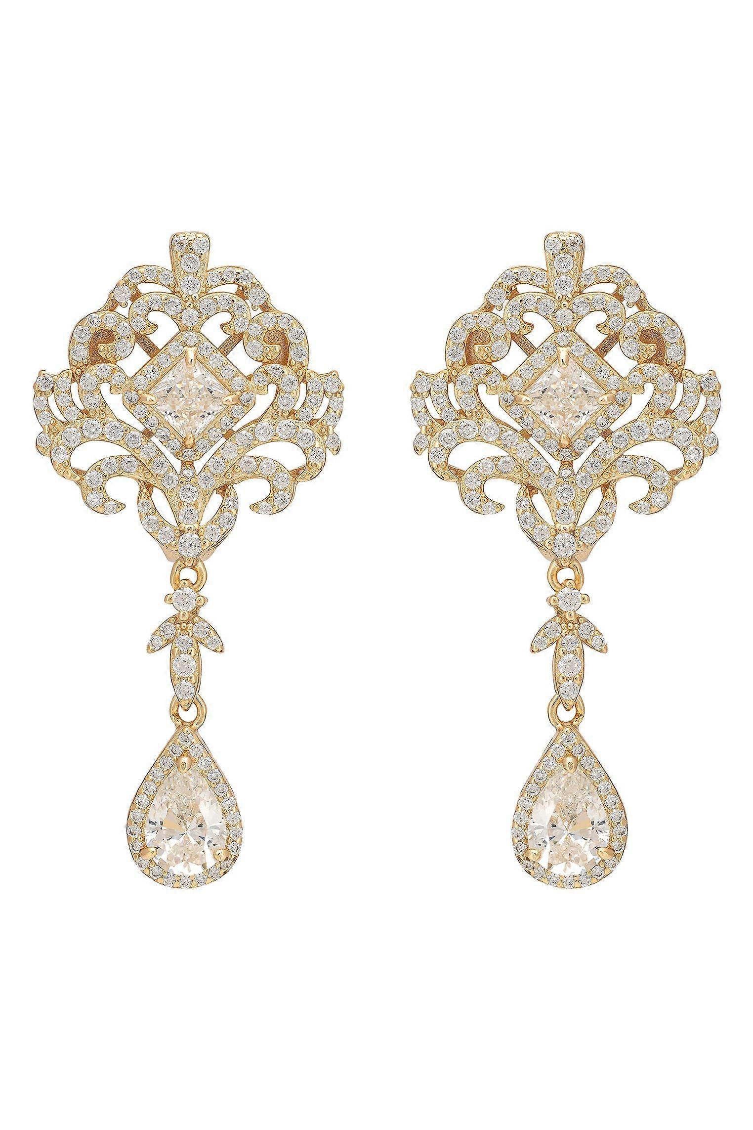 Claridge Drop Earrings Moissanite Gold