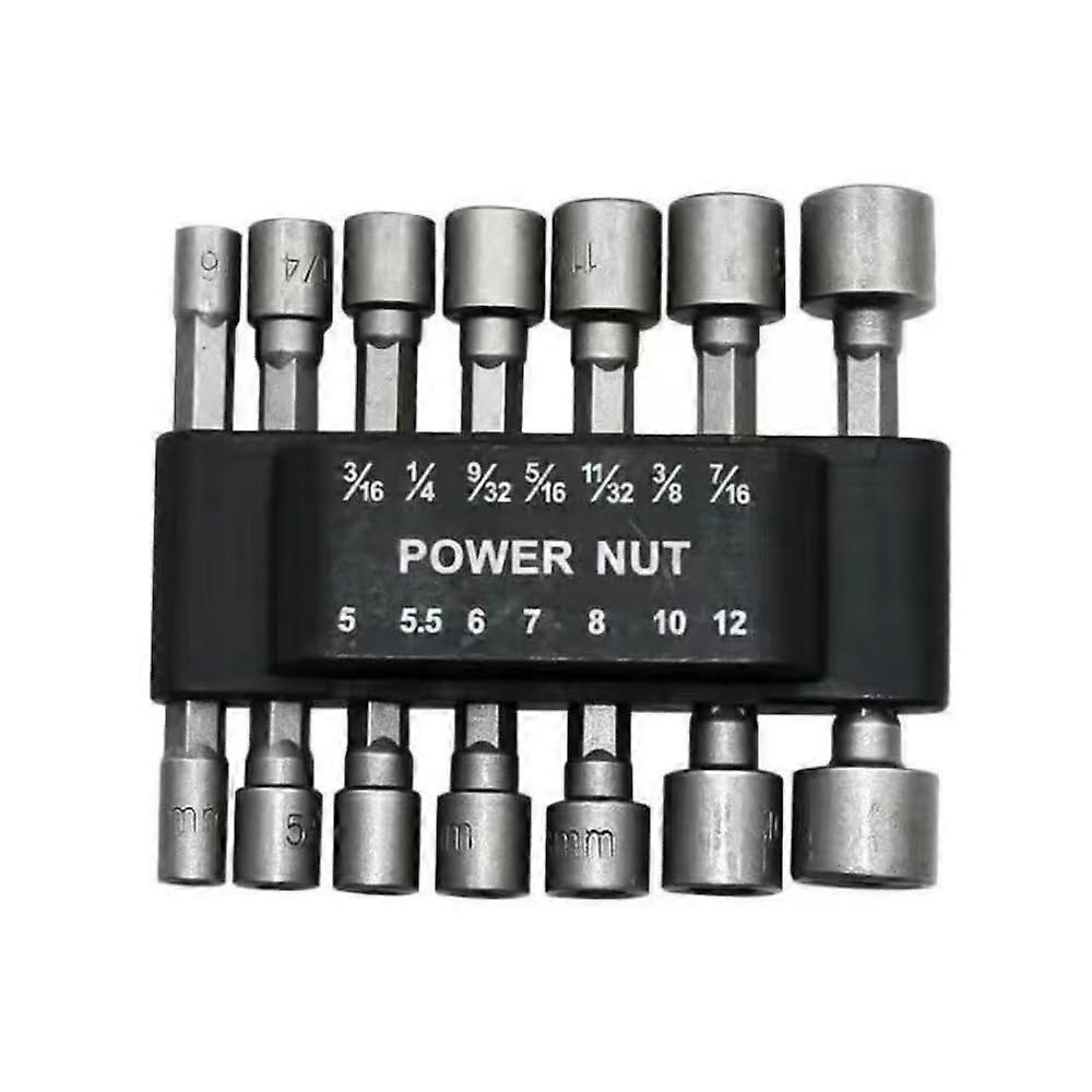 14PCS Nut Driver Set for Impact Drill, Metric and SAE Socket Wrench, 1/4 Inch Hex Shank