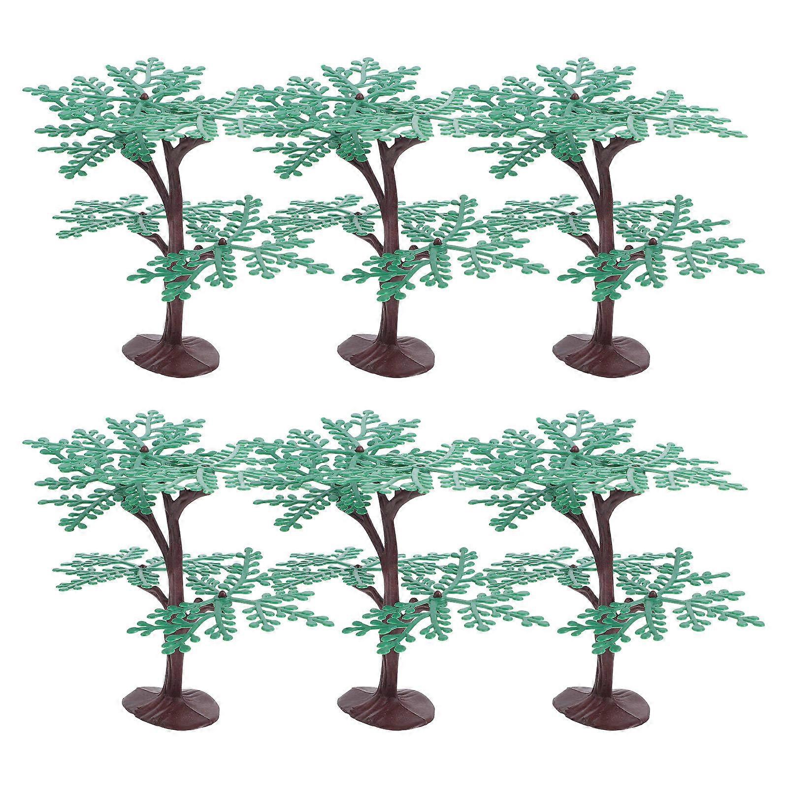 Small Plastic Tree Model for Train Layout 6Pcs DIY Green Removable Trees