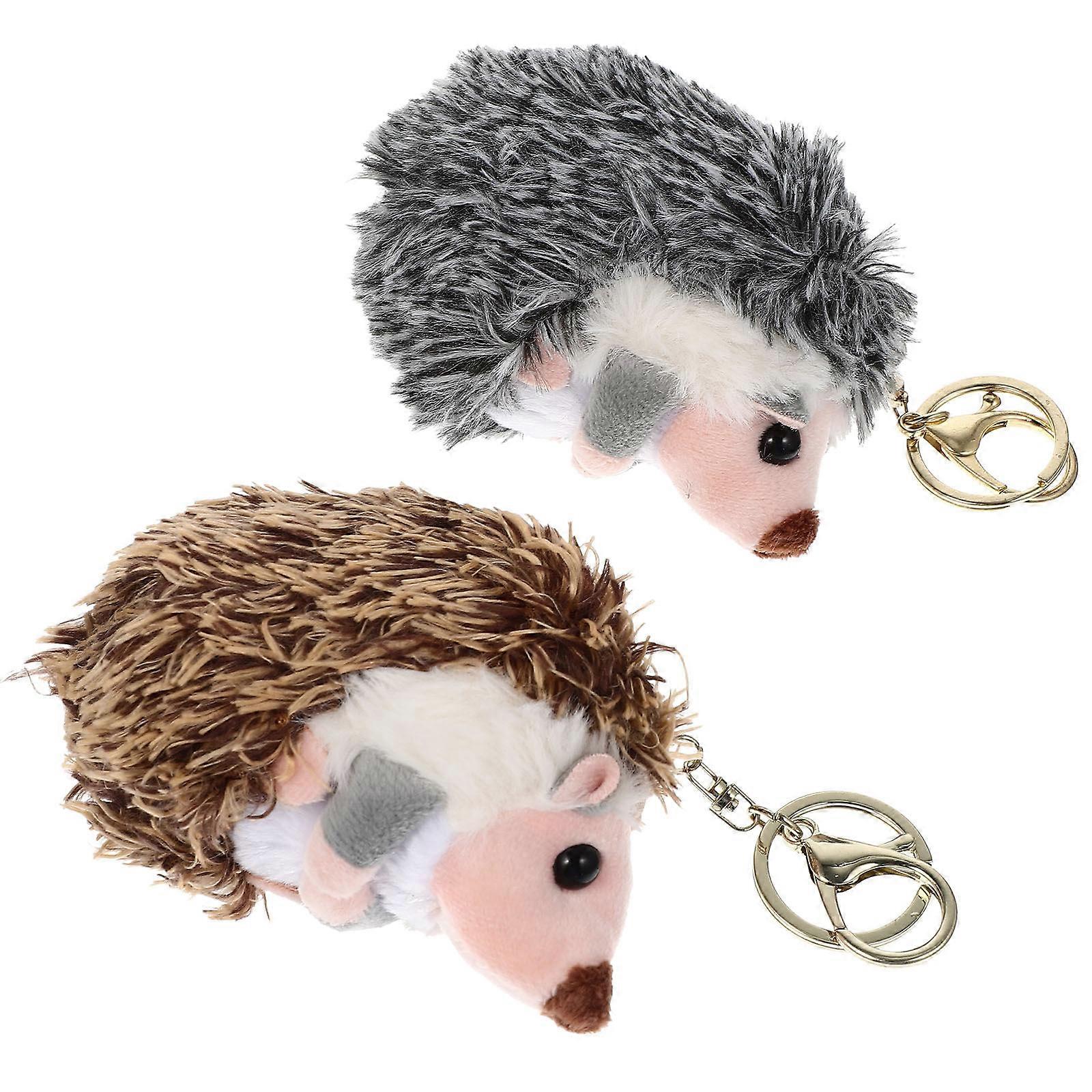 Assorted Color Plush Hedgehog Stuffed Toy Keychain for Decoration Use 2Pcs