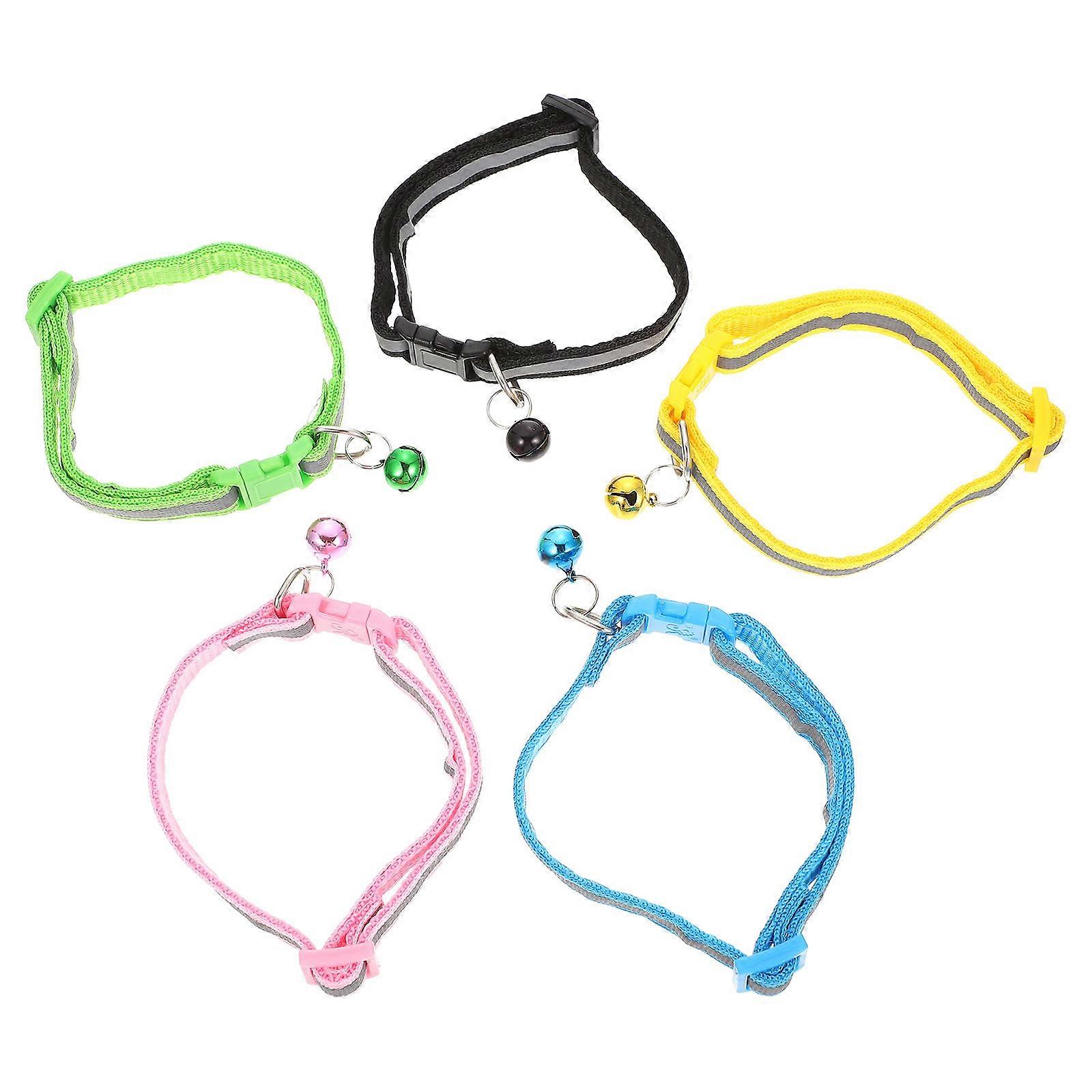 Assorted Color Reflective Cat Collars Decorative Collars 5Pcs with Bell