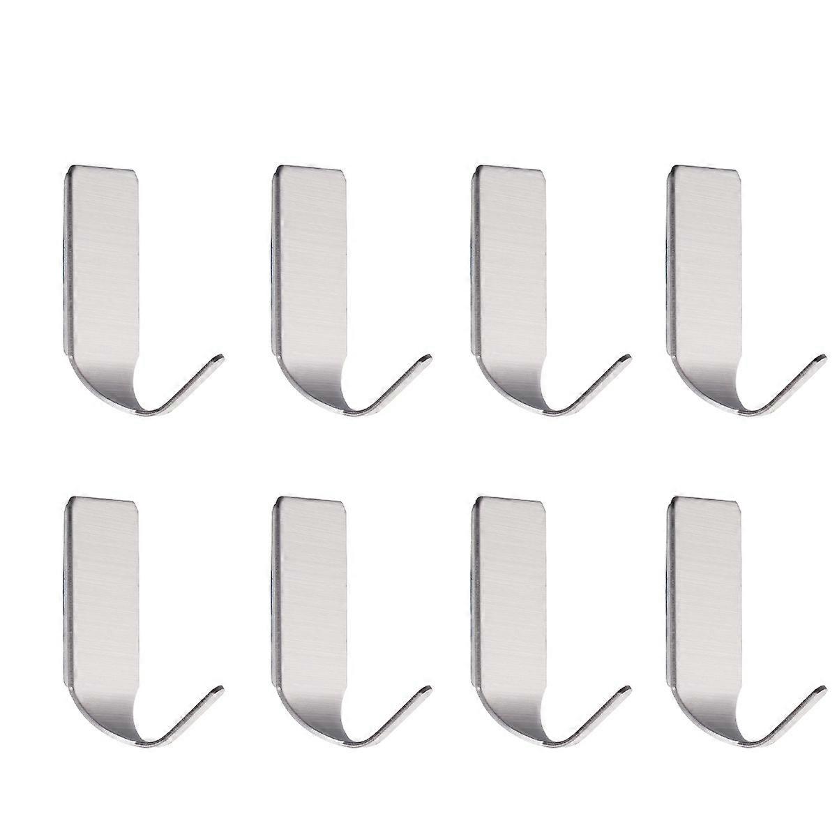 Silver Stainless Steel Hook Adhesive Hook for Hanging 8Pcs Wall Hooks