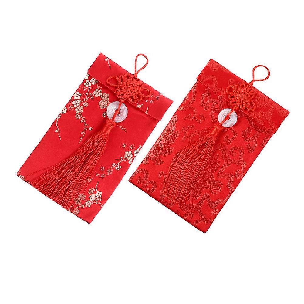 Chinese Knot Brocade Red Envelope Bags for Storage 2Pcs Set