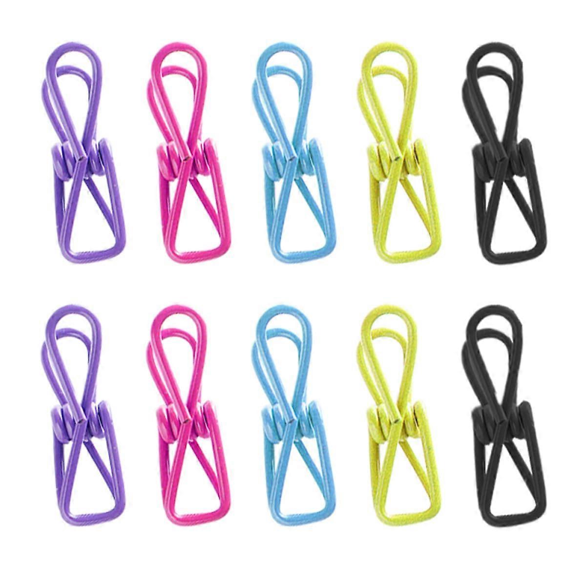 10Pcs MultiColor Metal Clothespins with Secure Windproof Grip for Laundry Drying and Quilt Fixing
