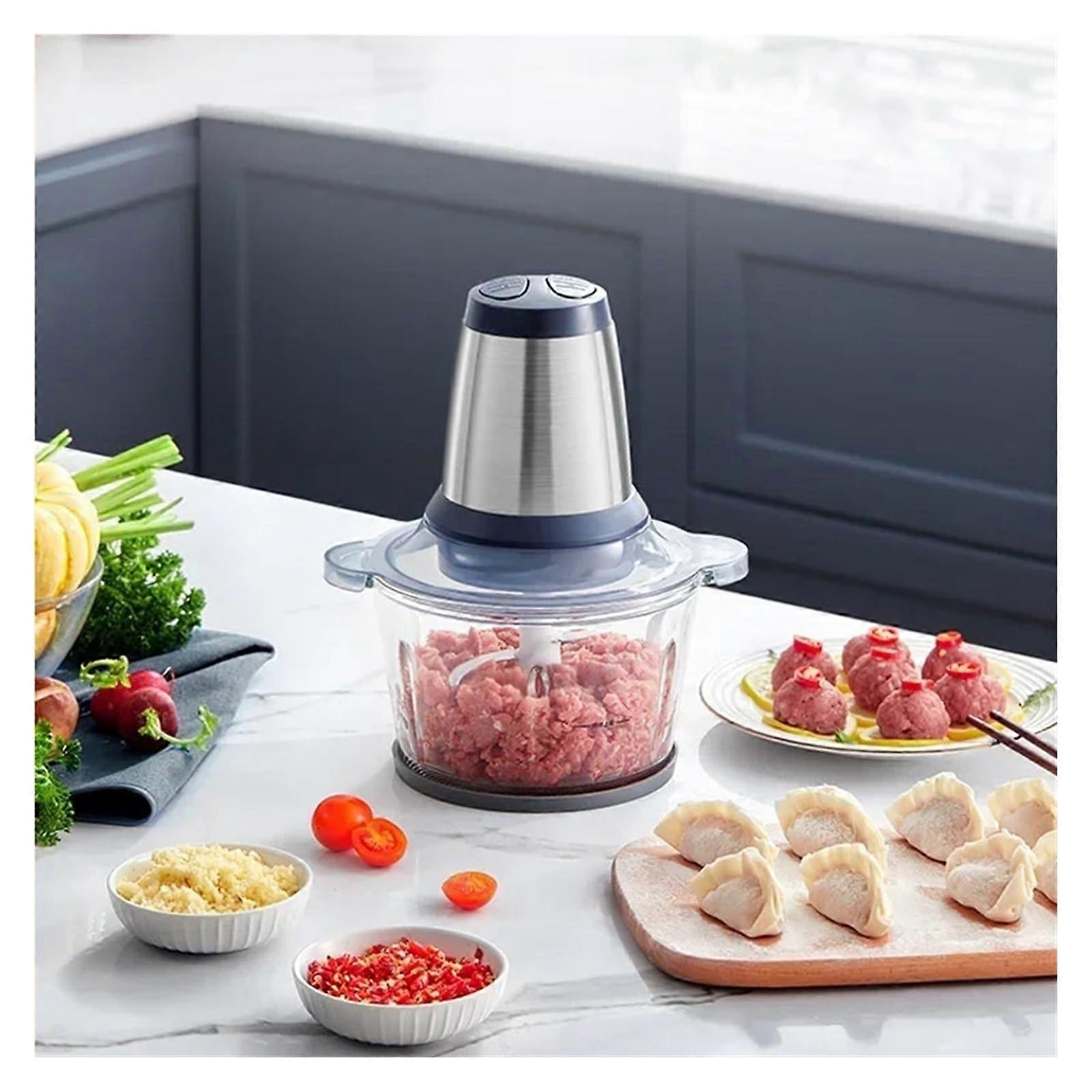 Electric Meat Grinder and Food Processor 1.8L Glass, Fully Automatic Dual Function for Home Use