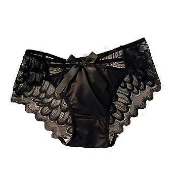 Sexy kanten satijnen slipjes voor dames, middelhoge taille, zijdezacht ondergoed met strik, naadloze slipjes, onzichtbaar.