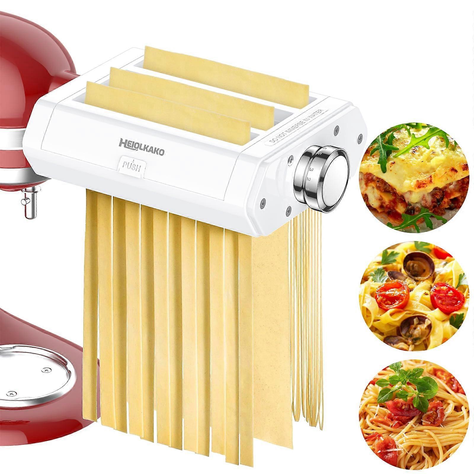 3in1 Pasta Maker Attachment with Roller and Cutters, 7 Thickness Settings for KitchenAid