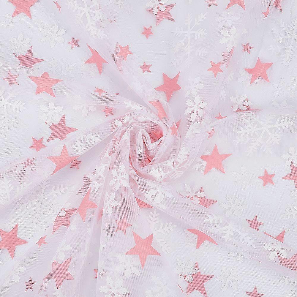 Polyester Mesh Fabrics Clothing Accessories Snowflake Pattern Pink 1500~1520x0.2mm