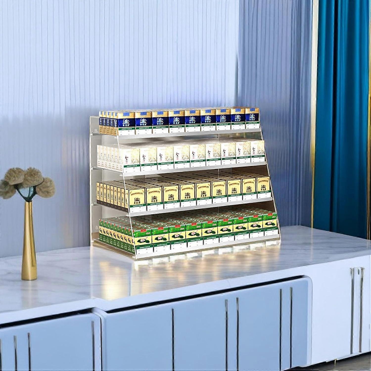 Cigarette Display Rack Acrylic Automatic Dispenser Wall Mounted 5Layer 12Column Clear Organizer