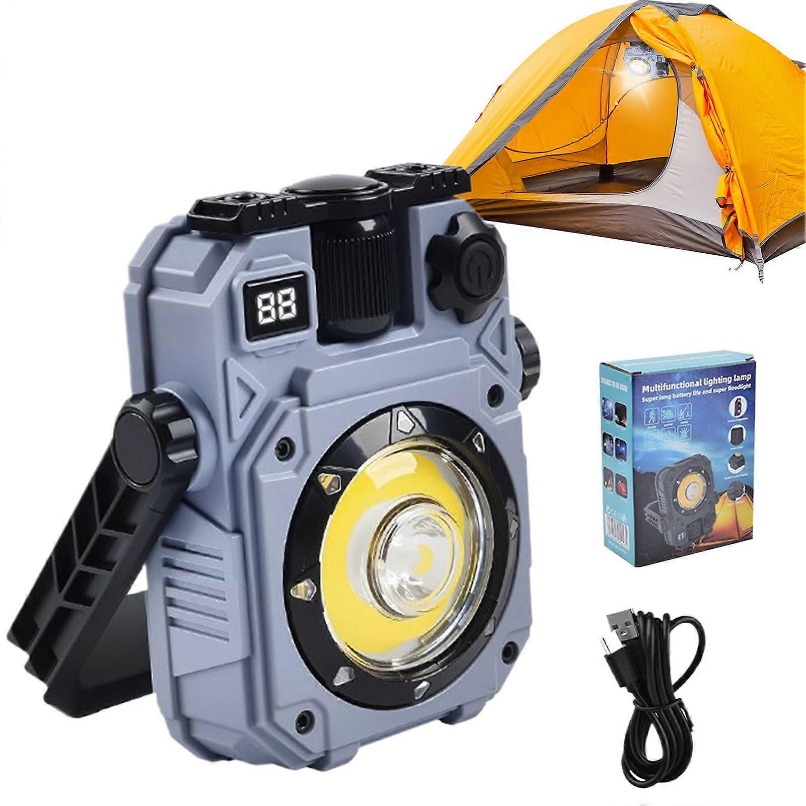 LED Work Light Solar Powered Camping Lantern Rechargeable Magnetic Base 5 Modes Waterproof Outdoor