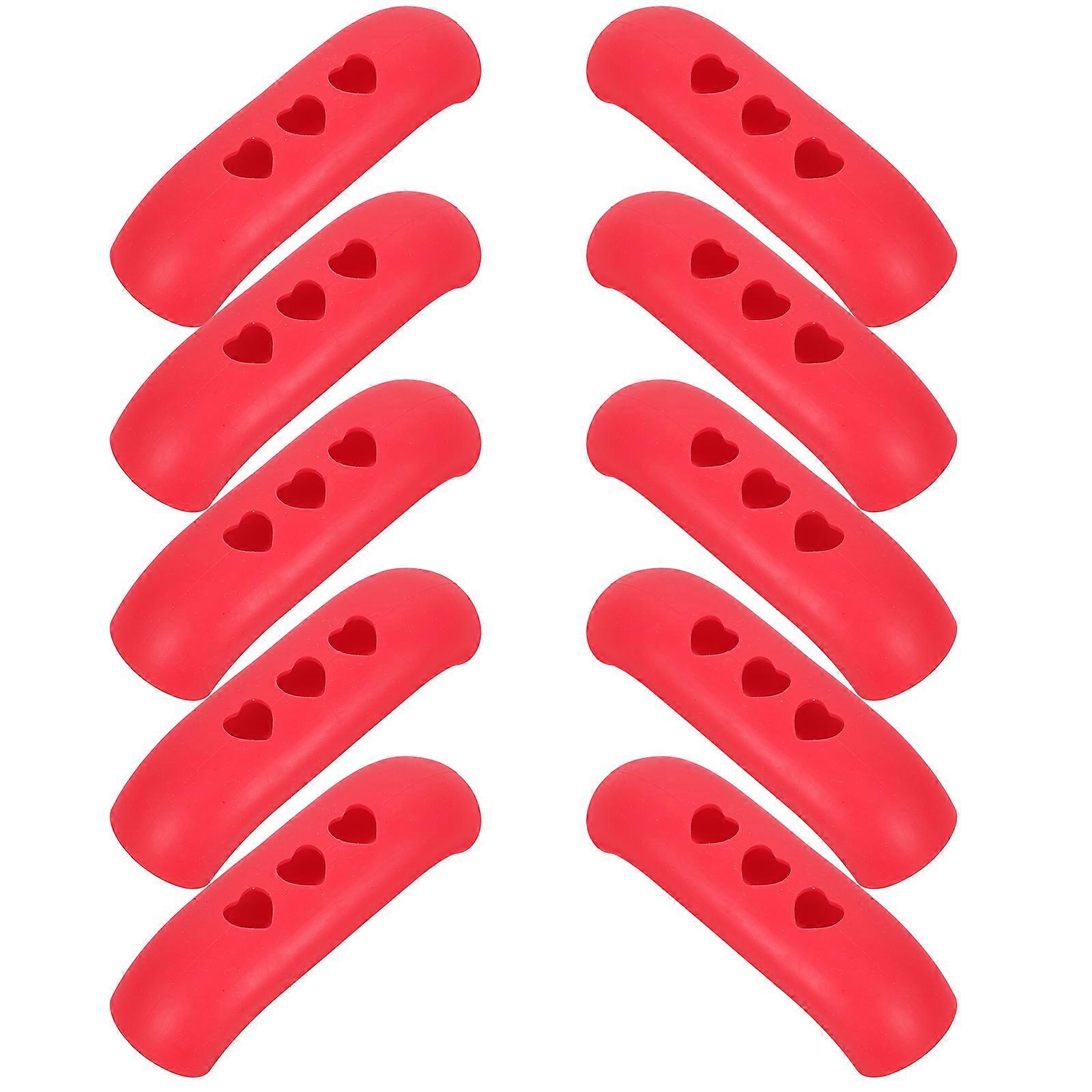 Pot Handle Protective Covers Heat Resistant for Kitchen 10Pcs Red