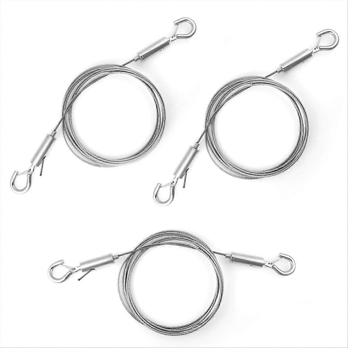 3Pcs Adjustable Wire Ropes with Hooks