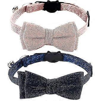 Elegantes Sicherheits-Katzenhalsband mit abnehmbarer Fliege und Glöckchen