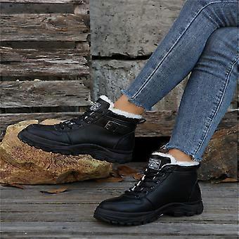 Willtoo Damen-Schneestiefel, warme Winterstiefel, gefütterte Stiefeletten, Schnürstiefeletten, rutschfeste Outdoor-Sneaker, wasserdichte Wanderschuhe, Schwarz