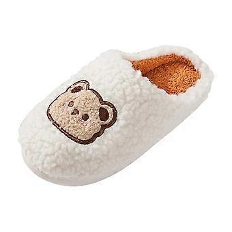 Women'S Thick Soled Sandals Indoor Home Wear Cute Bear Design Fall Winter Warm White Eu Size 36 Us Size 3.5 Foot Length 9.06 Inches