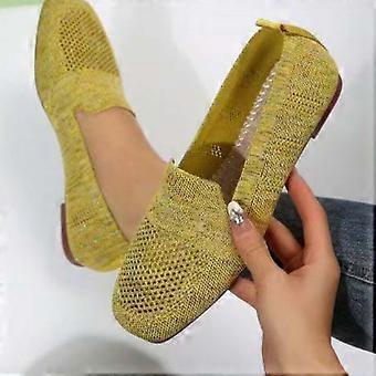 Plus size slip-on sko til kvinder, let på- og afmonterede flade køresko med elastisk kant, elegante og komfortable – grøn, størrelse 38