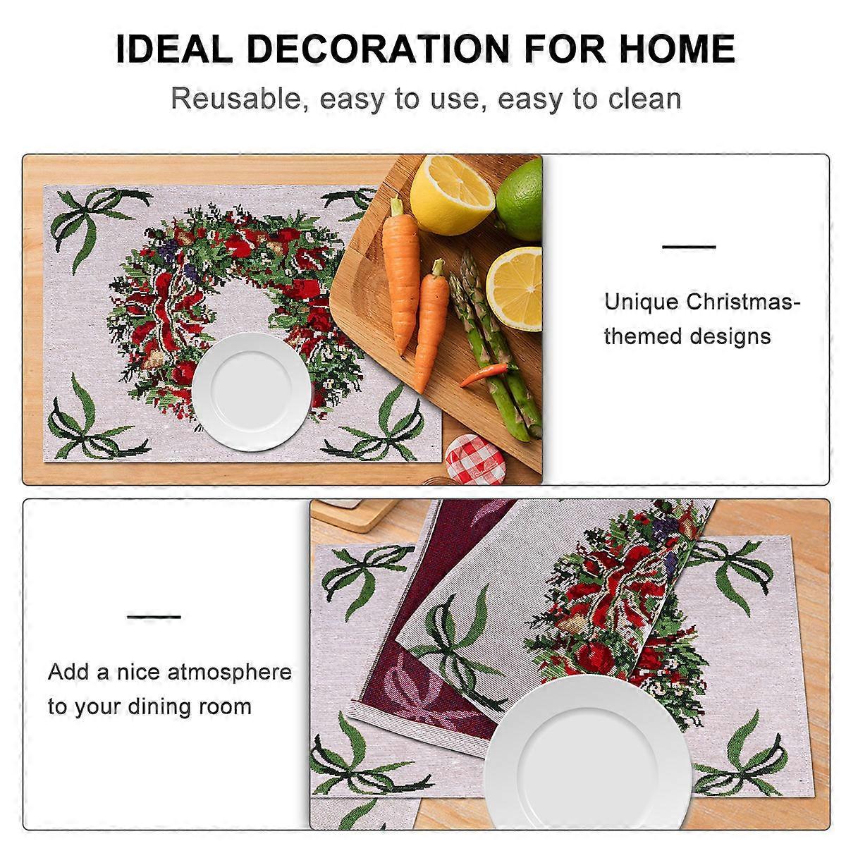 Christmas Table Mat for Dining Use with Garland Pattern 1Set