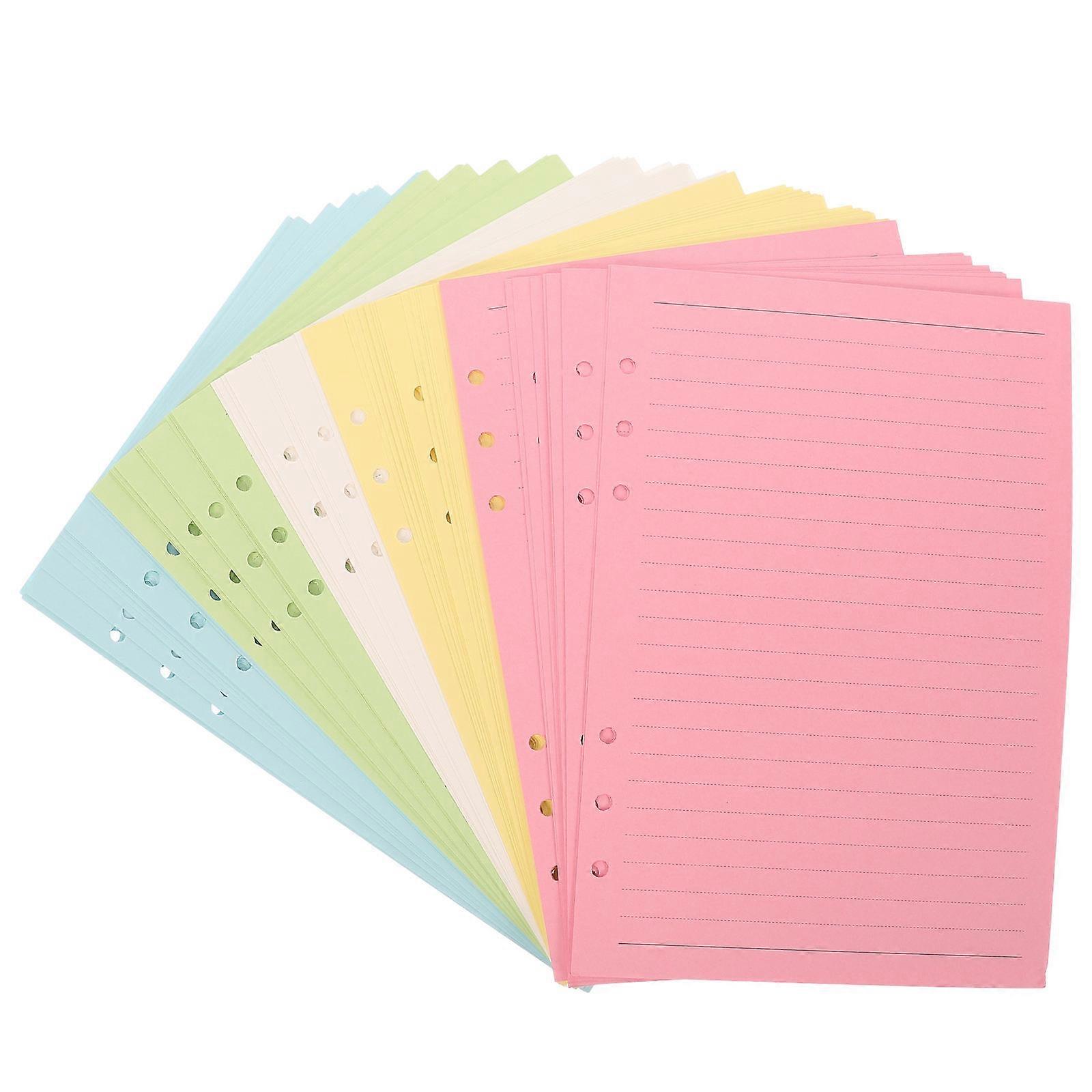 Refill Paper A5 Lined Sheets for Notebook 100 Sheets Assorted Colors