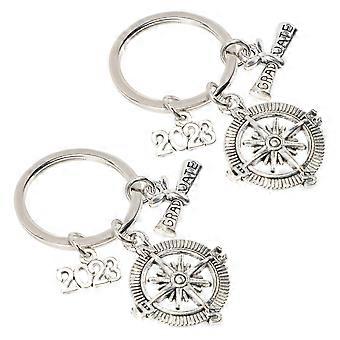 Graduation Keychains Creative Metal 2023 Graduation Keychain Gift 2Pcs