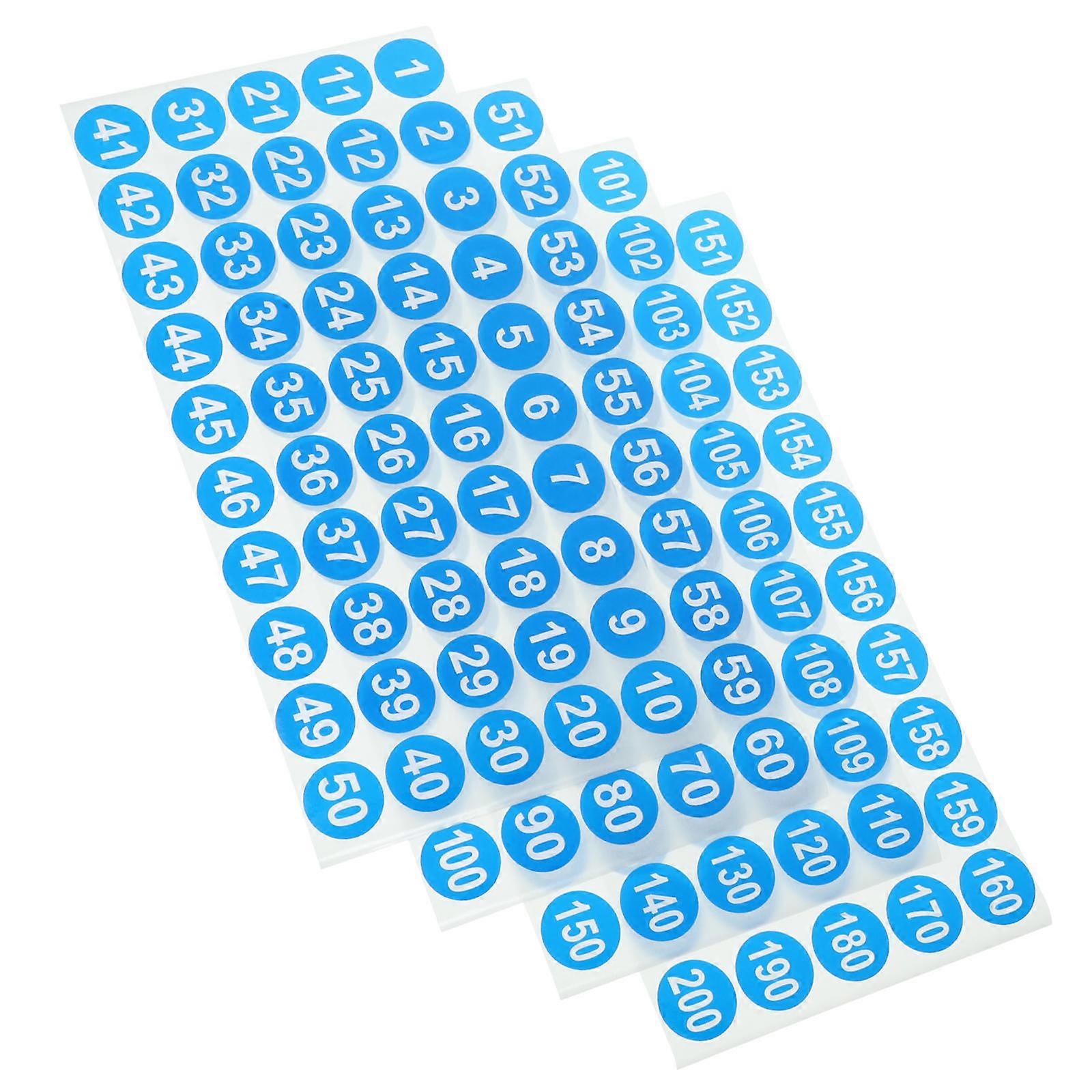 Number Stickers Blue Adhesive Label for Classification 8 Sheets Set