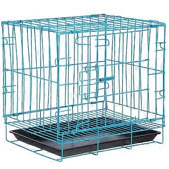 Faltbarer Hundekäfig mit Toilette, geeignet für Pudel, kleine und mittelgroße Hunde, Katzen und Kaninchen (Blau)