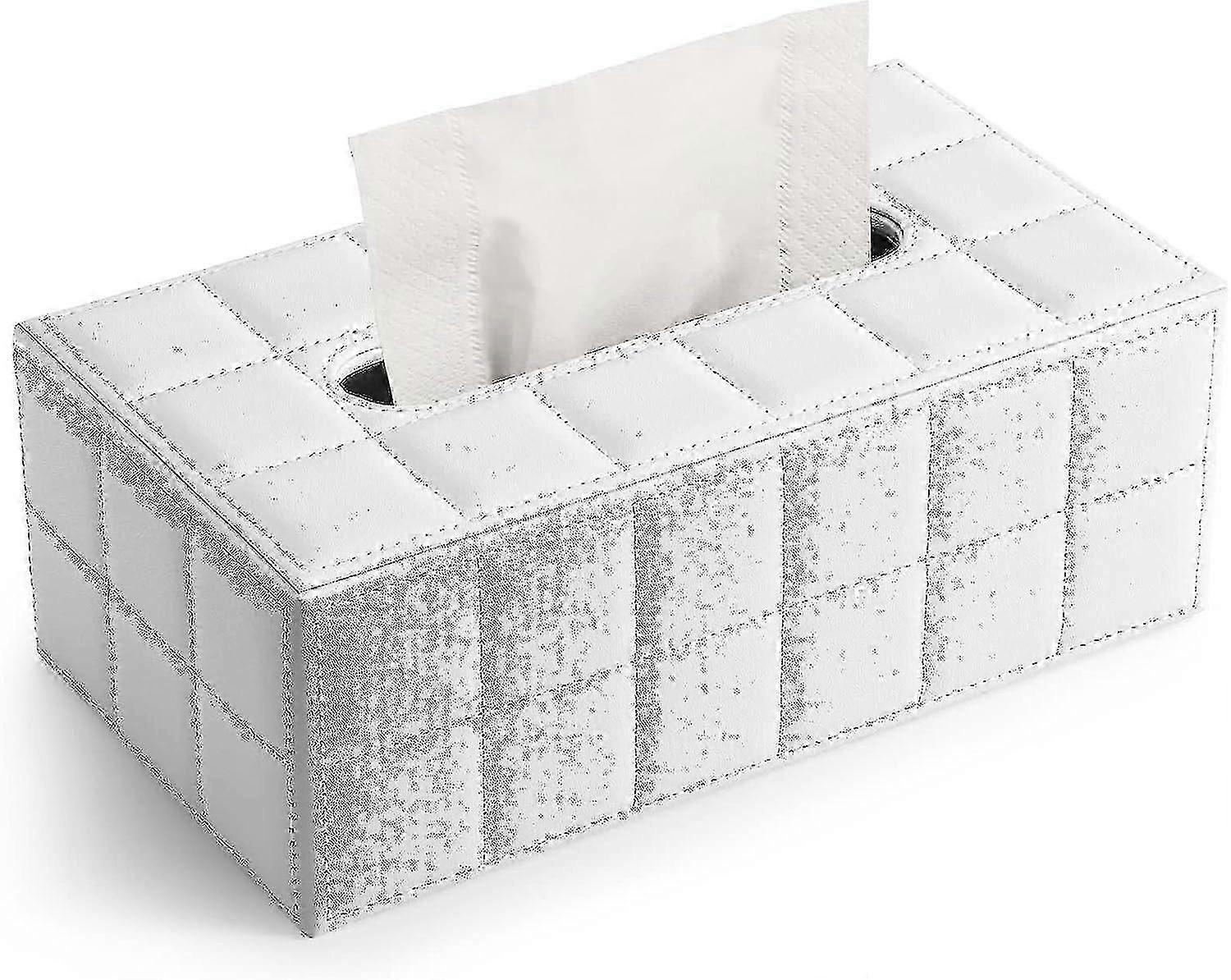 Rectangular Leather Tissue Box (white) 26-27
