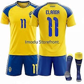 WK 2026 Zweeds nationaal voetbalteam uit tenue kindershirt + shorts nr. 17