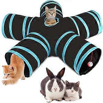 Cat Tunnel - Katzenspielzeug - 5 zusammenklappbare Kanäle - Blau