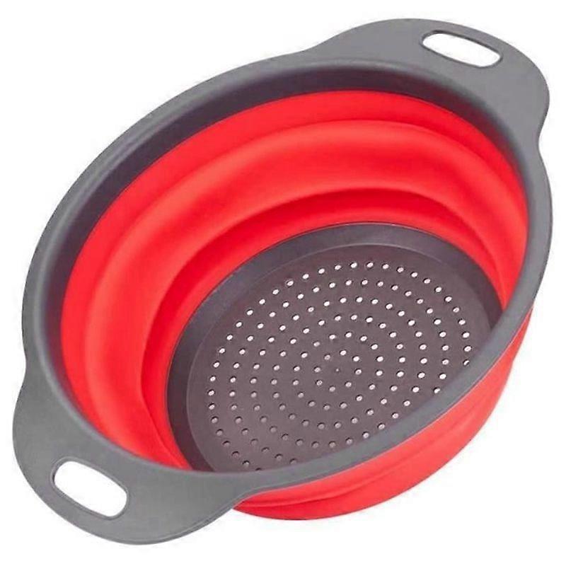 Red Collapsible Colander Silicone Kitchen Strainer Dishwasher Safe Approved