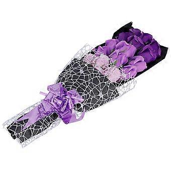 Flores de sabão artificiais Rose Bouquet Gift Box Simulação Rose Valentines Day Birthday Gift18Pcs Gradiente Roxo + Caixa