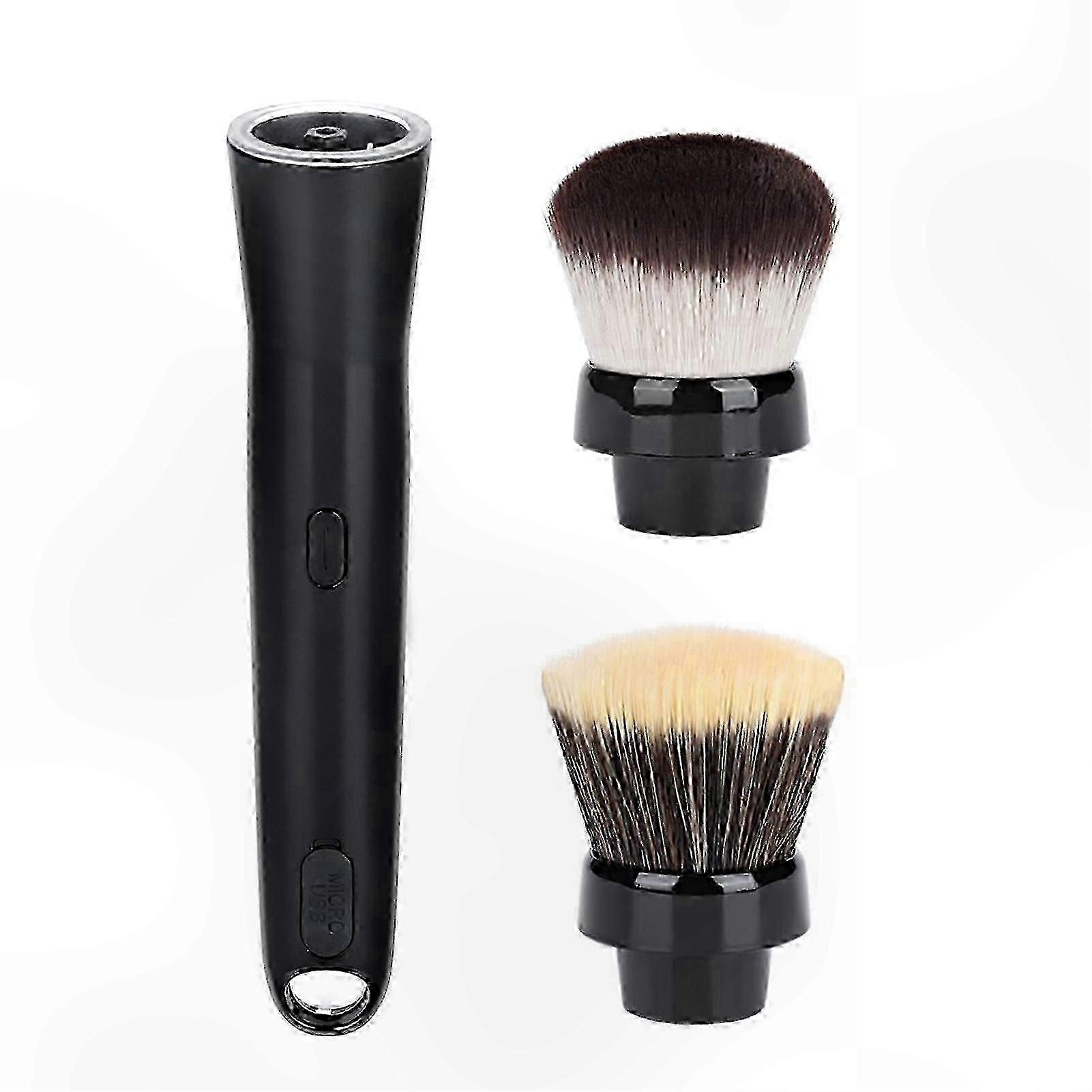 Rotating Makeup Brush with Foundation and Blusher Attachments for Smooth Application