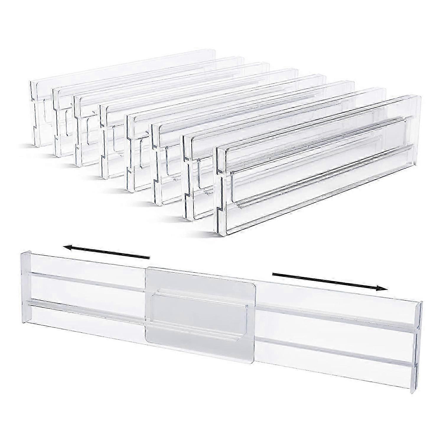 Drawer Dividers 8 Pack, Adjustable Clear Plastic Drawer Organizer
