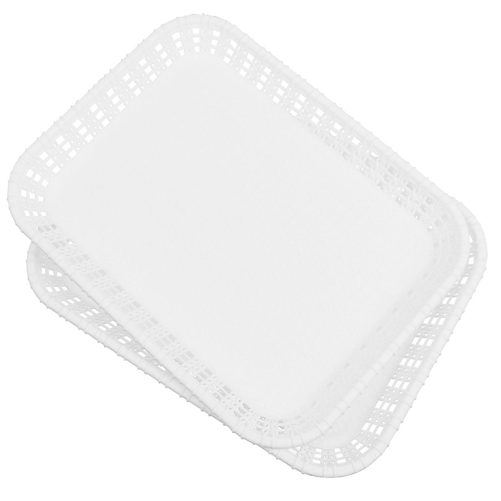 Food Tray White for Serving 2Pcs Rectangular Bread Trays