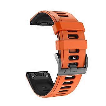 Watch Band for Garmin Fenix 7 Orange Black Silicone Replacement Strap with Quick Release Adjustable Fit