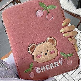 Cute Cartoon Cherry Bear Pink Girl Laptop Protective Sleeve 11/13 inch pad Liner Bag 11inch Pink