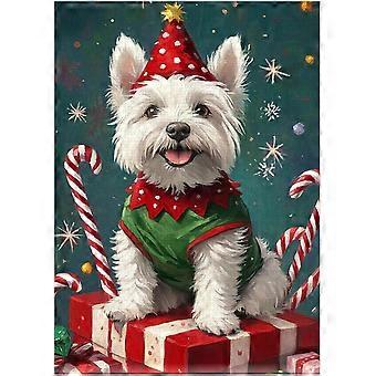 Christmas Elf West Highland White Terrier Jigsaw Puzzle - Fun X-mas Holiday Puzzles for Pet-Loving Family in Christmas SQZ742