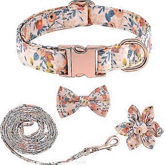 Detachable Dog Collar With Flower Adjustable Bow Tie Flowers Collar For Dog Pets (apricot Color)