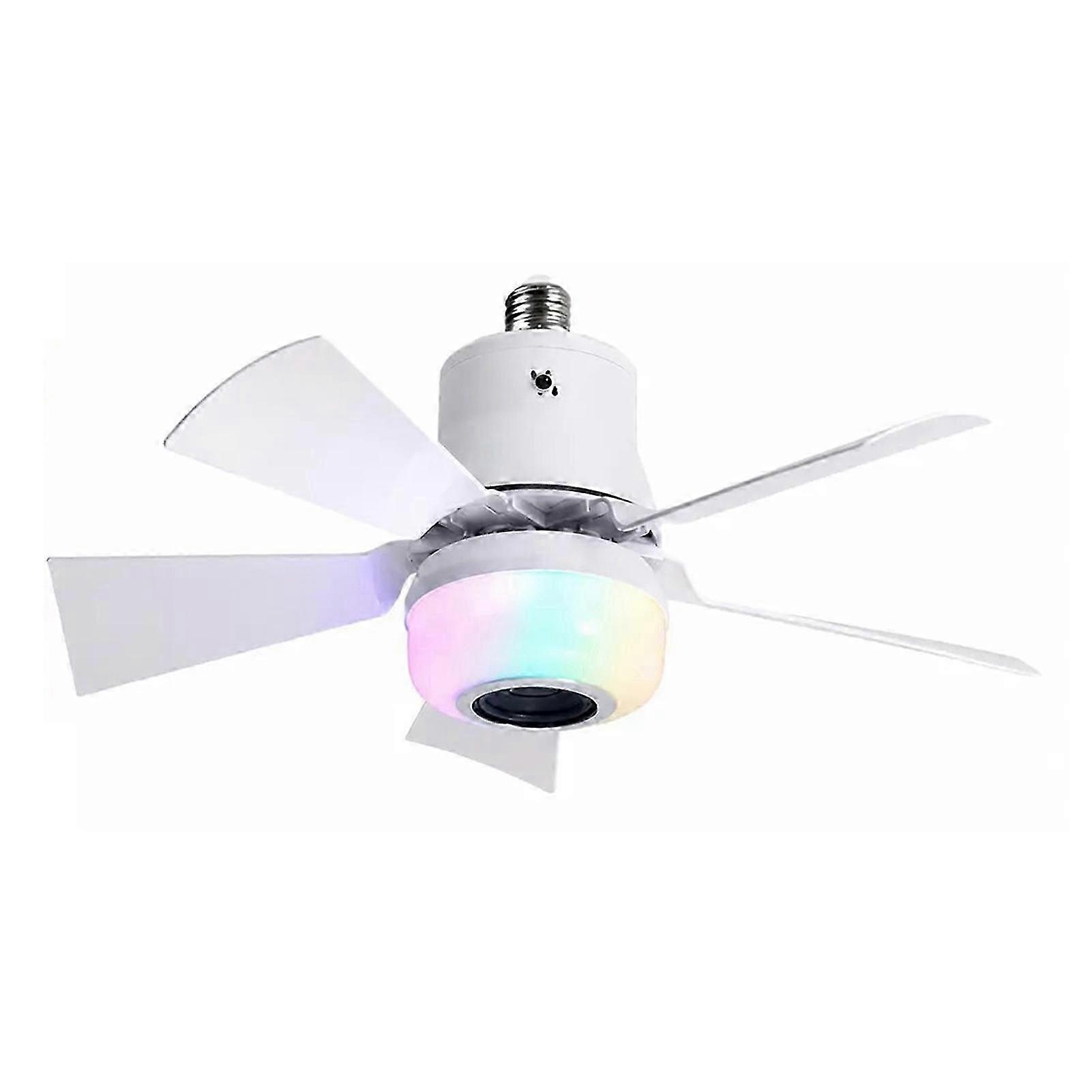 Ceiling Fan with Bluetooth Speaker E27 Screw Base Whisper Quiet LED Light Remote Control