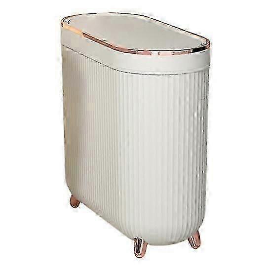 12L Rectangular Narrow Bathroom Trash Can with Lid, Large Capacity Dustproof Trash Bin for Bathroom