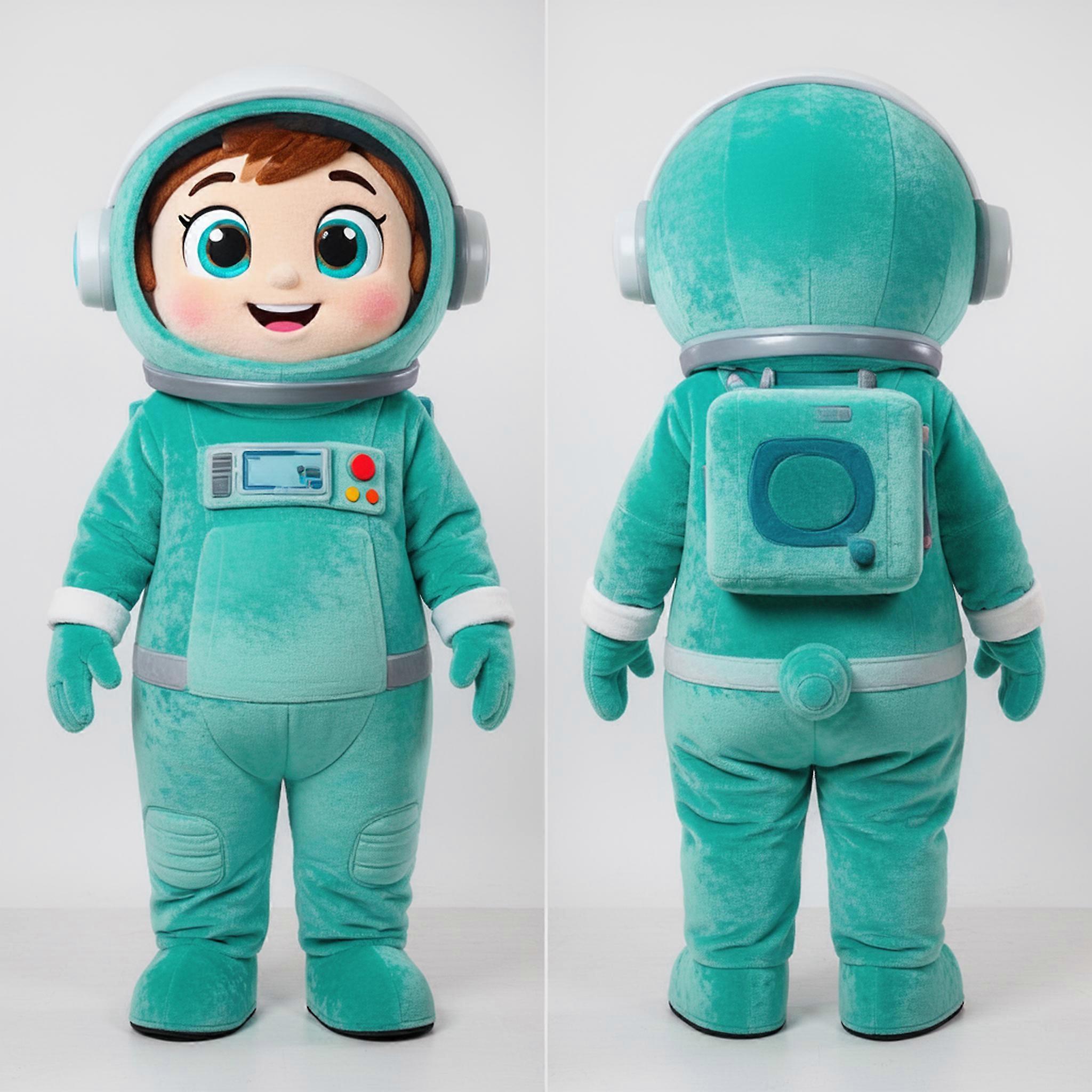 MASTICOT Teal Velvety Robot Astronaut Mascot