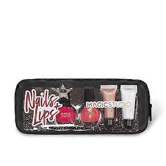 Magic Studio färgglada naglar + läppar set 5 pz unisex