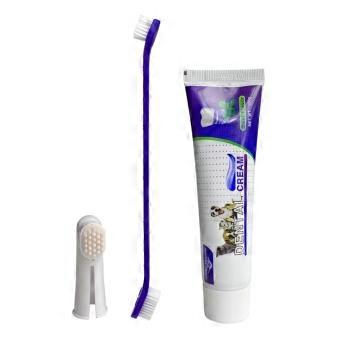 Dog Toothbrush and Toothpaste Set with DualHead Brush and Finger Brush for Puppy and Adult Dental Care